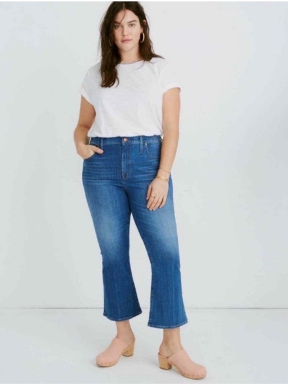 Madewell Cali Demi-Boot Medium Blue Cropped Flare Jeans Size  33T